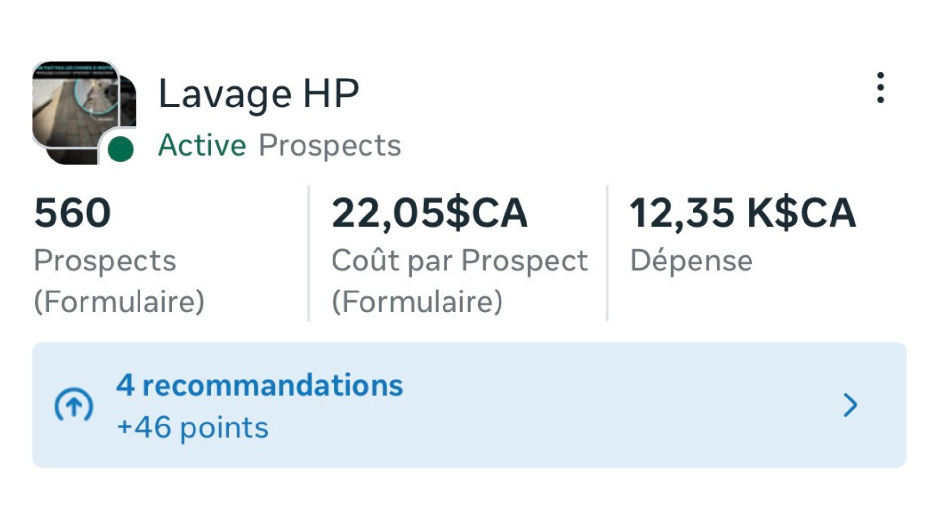 Résultats de campagne Lavage HP