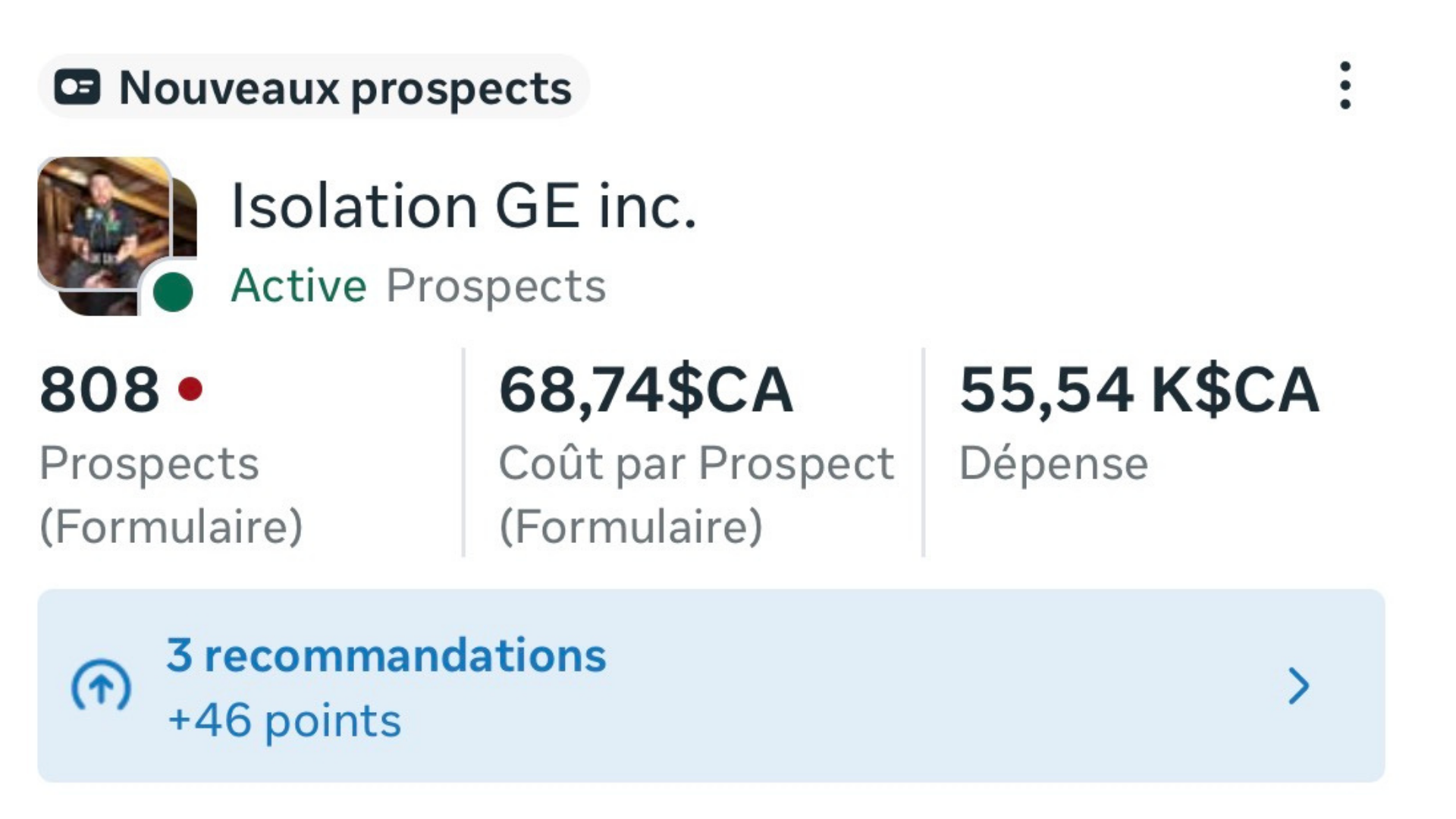 Résultats de campagne Isolation GE inc.